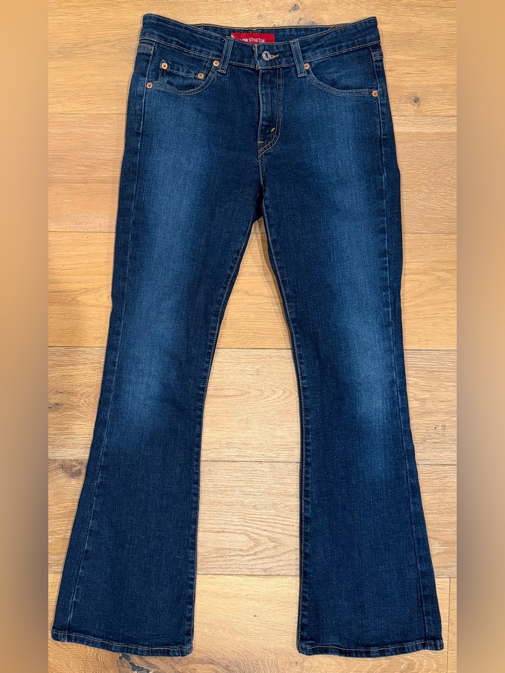 LEVI’S Low Flare Stretch Dark Indigo Jeans Size 7 JR